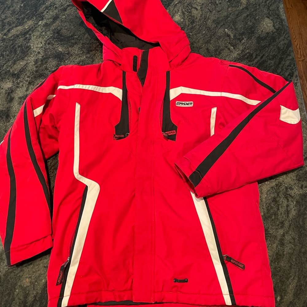 Boys Spyder Ski Jacket and Pants Red and Black Size 18